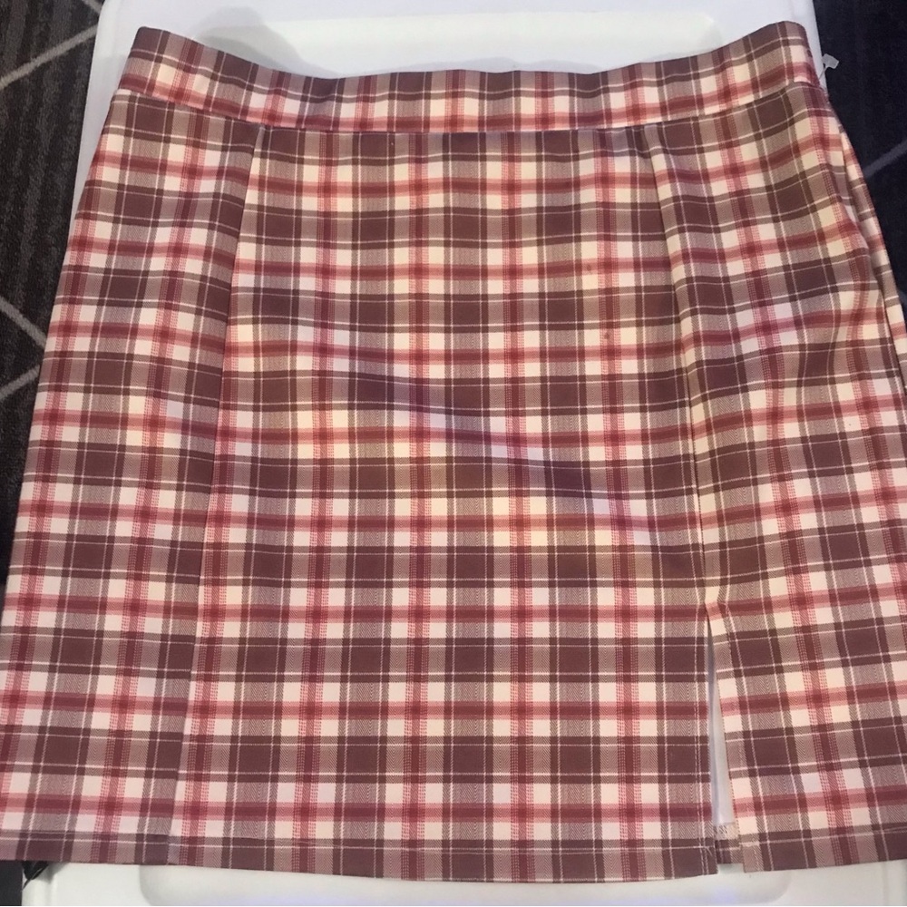 Papaya Mini Plaid Skirt